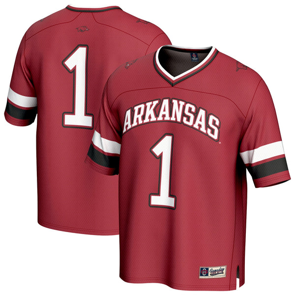 #1 Arkansas Razorbacks Lightweight Collegiate Football Fashion Jersey - Cardinal