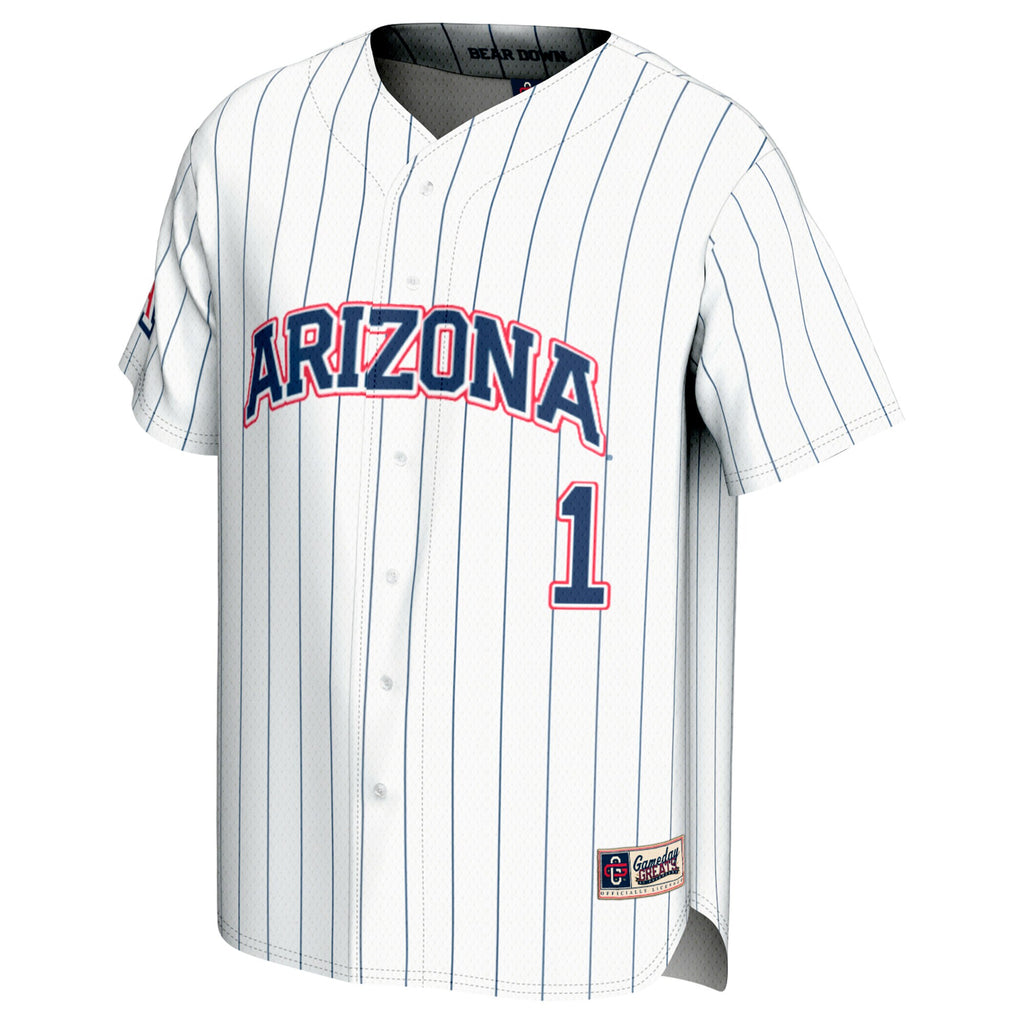 #1 Arizona Wildcats GameDay Greats Lightweight Baseball Fashion Jersey - White