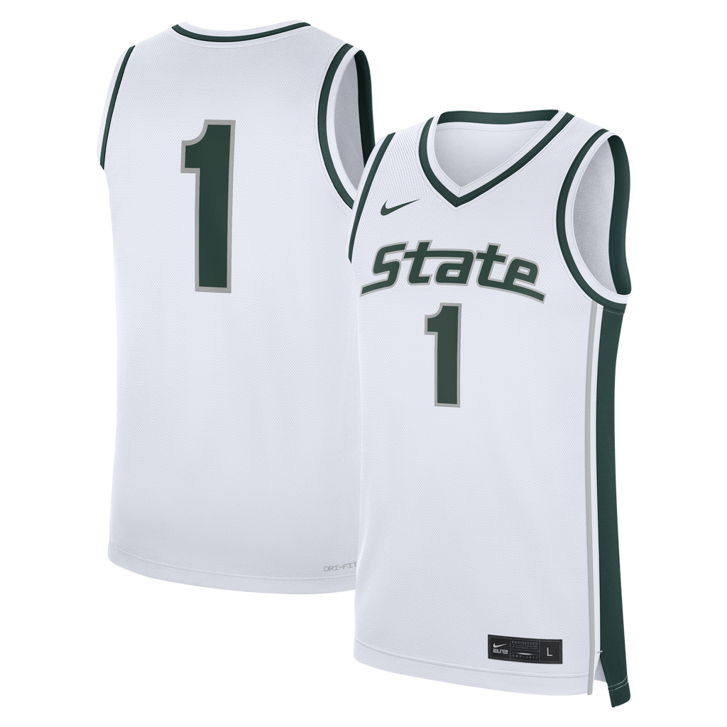 White Michigan State Spartans #1 Alternate Replica Basketball Jersey