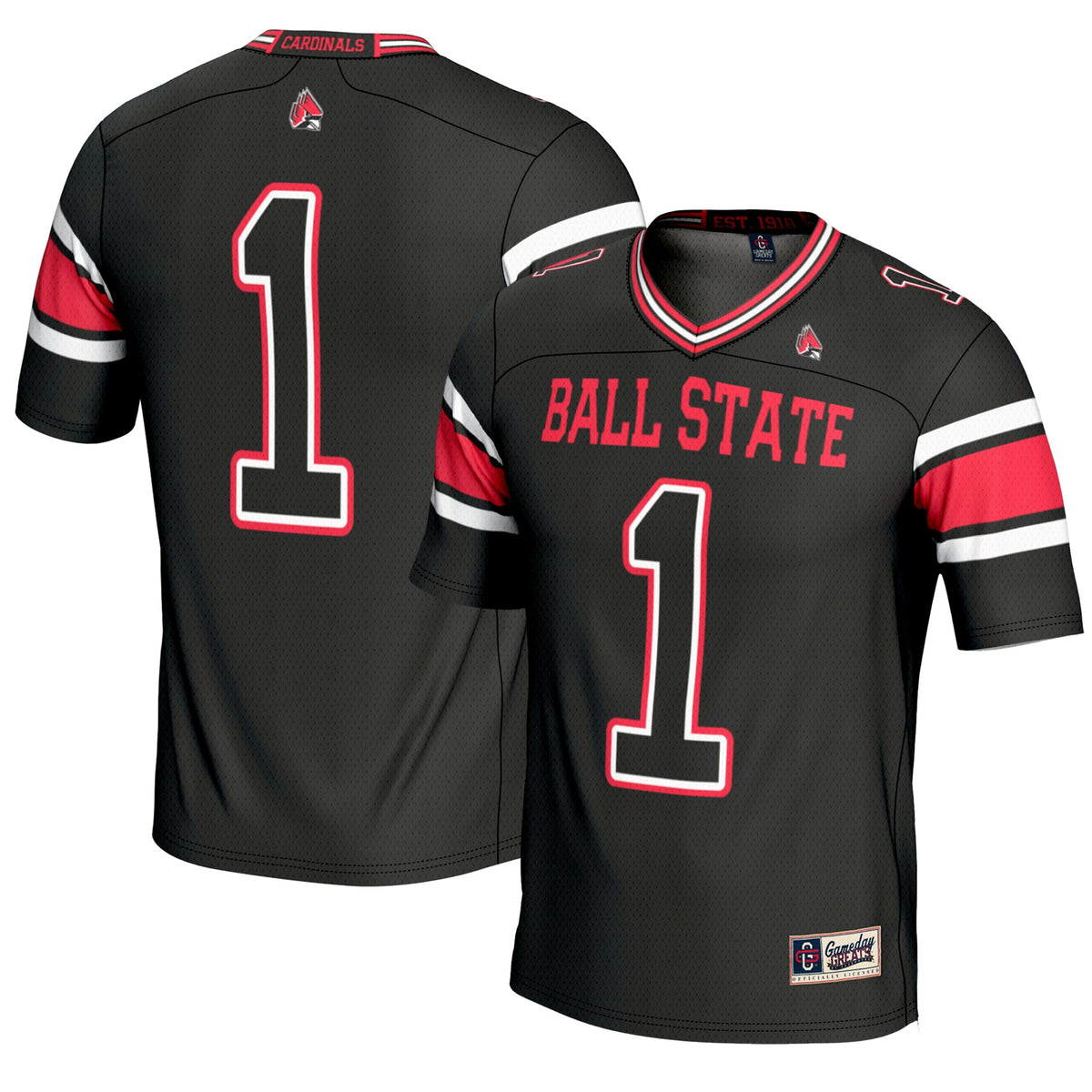#1 Ball State Cardinals GameDay Greats Endzone Football Jersey - Black