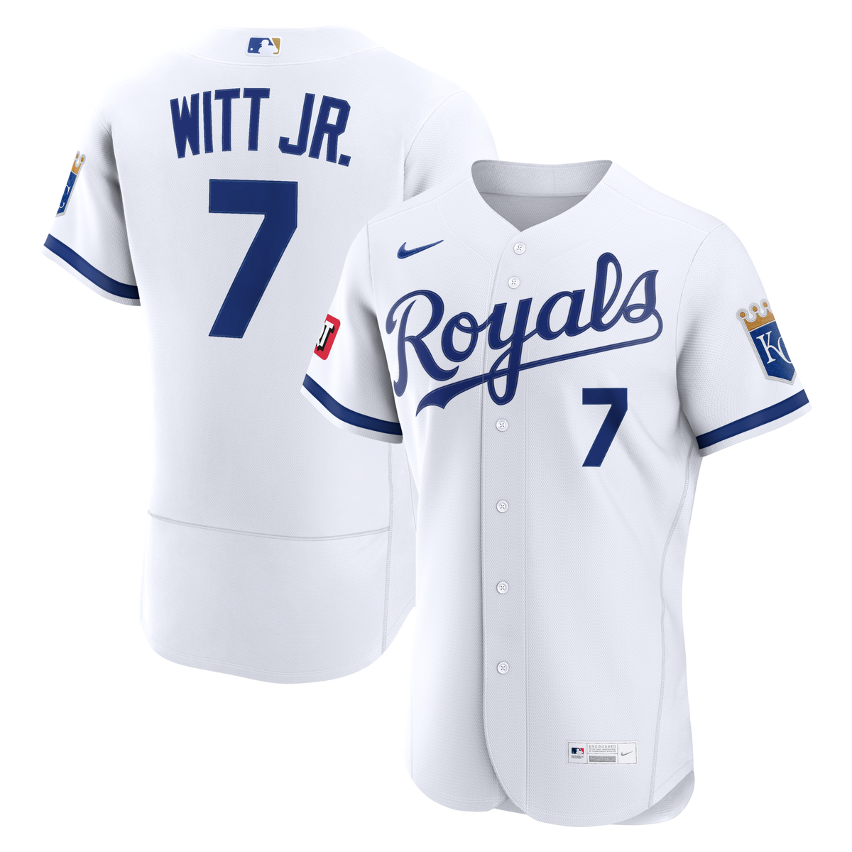 Kansas City Royals Bobby Witt Jr. White Home Authentic Sponsor Patch Jersey