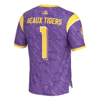 LSU Tigers #1 Purple Highlight Print Football Fashion Jersey