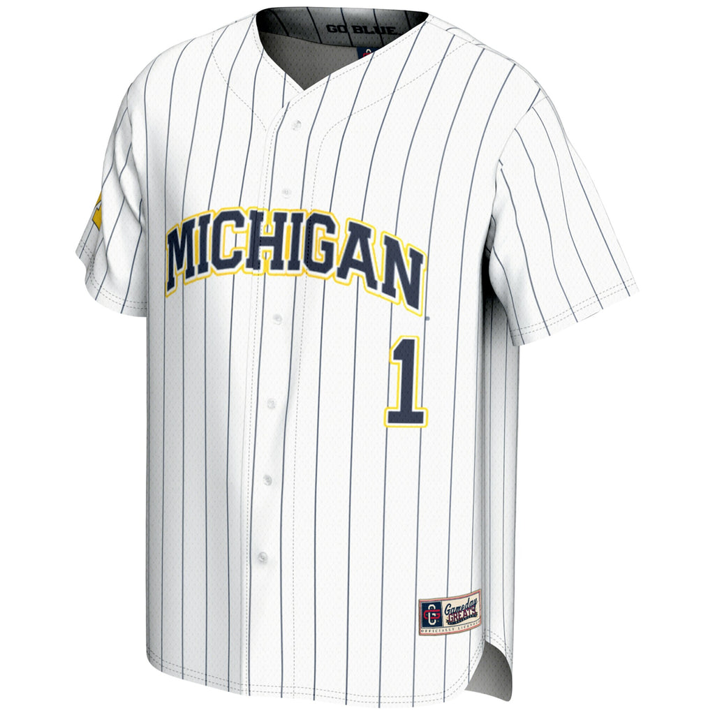 #1 Michigan Wolverines GameDay Greats Lightweight Baseball Fashion Jersey - White