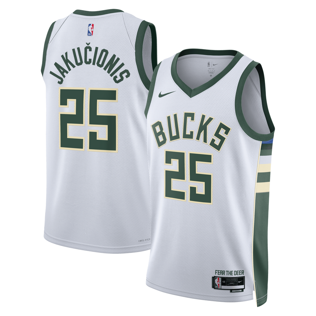 Milwaukee Bucks Association Edition Swingman Jersey - White - Kasparas Jakučionis