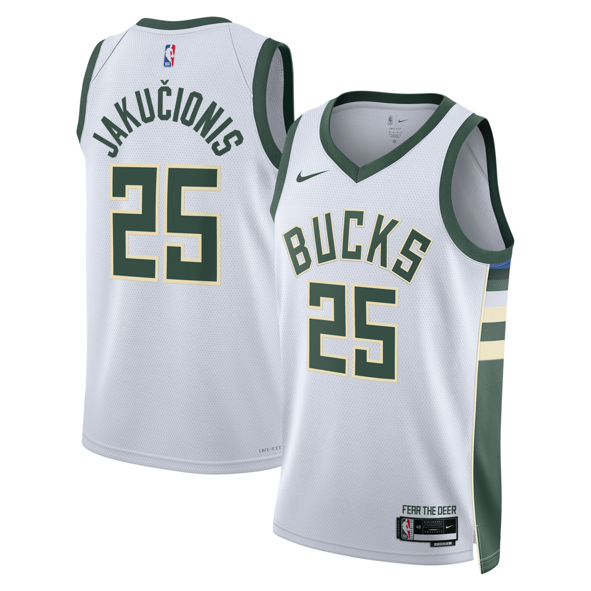 Milwaukee Bucks Association Edition Swingman Jersey - White - Kasparas Jakučionis