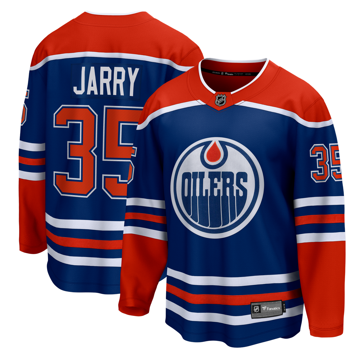 Edmonton Oilers Tristan Jarry Royal Home Premier Breakaway Player Jersey