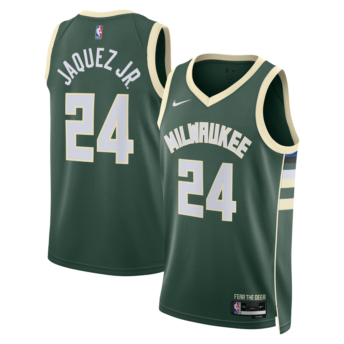 Milwaukee Bucks Icon Edition Swingman Jersey - Hunter Green - Jaime Jaquez Jr.
