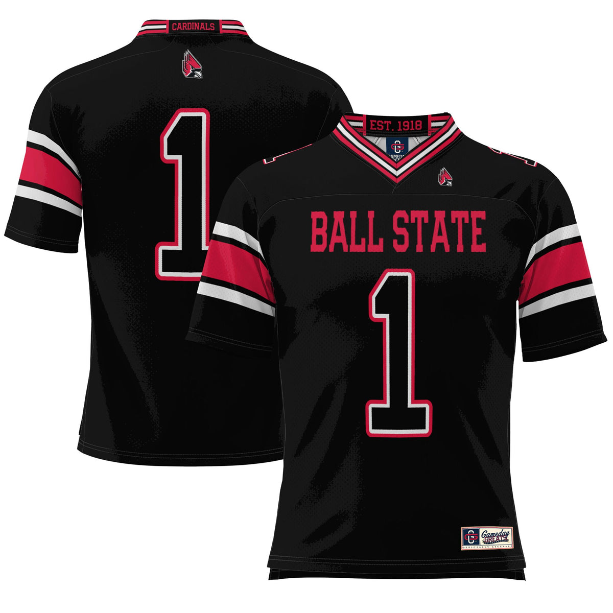 #1 Ball State Cardinals GameDay Greats Endzone Football Jersey - Black