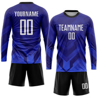 Custom Soccer Jersey - Dark Purple White Royal-Navy Sublimation Uniform