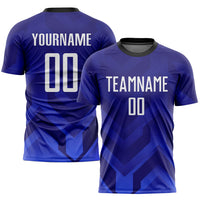 Custom Soccer Jersey - Dark Purple White Royal-Navy Sublimation Uniform