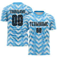 Custom Soccer Jersey - Light Blue Black-White Home Sublimation Uniform