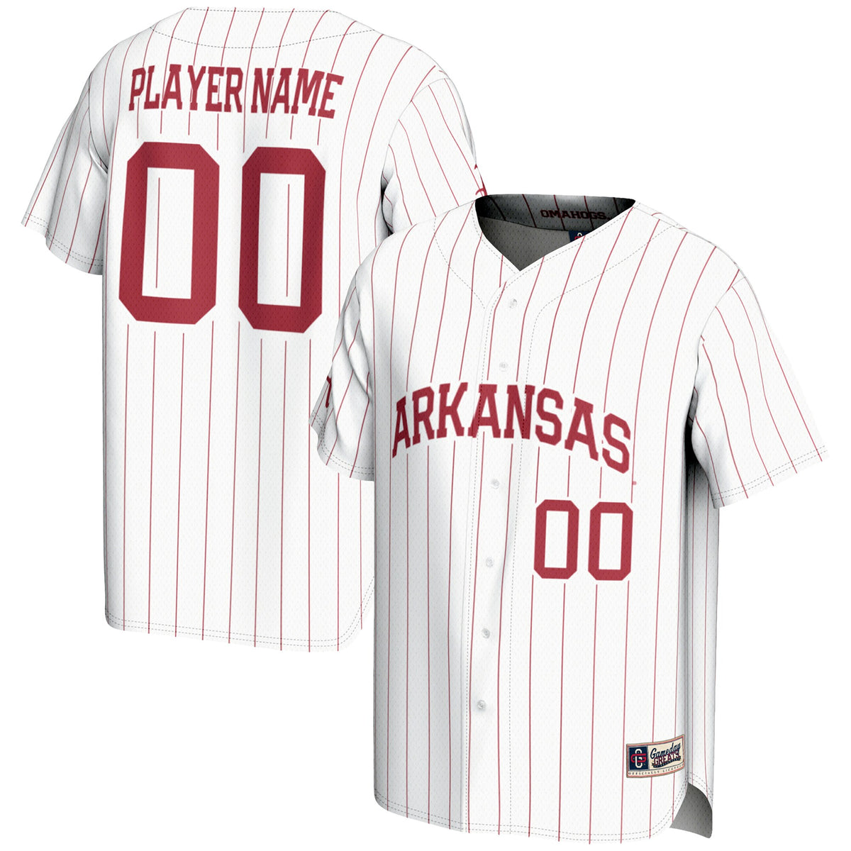 Arkansas Razorbacks GameDay Greats NIL Pick-A-Player Lightweight Baseball Jersey - White