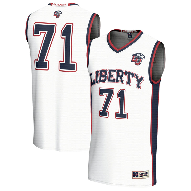 #71 Liberty Flames Lightweight Basketball Fashion Jersey - White