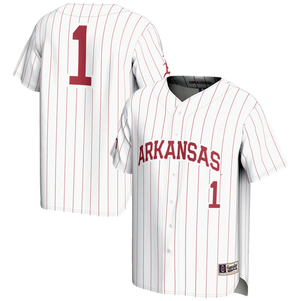 #1 Arkansas Razorbacks Lightweight Baseball Jersey - White