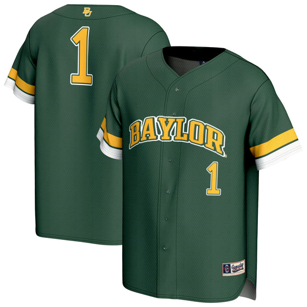 #1 Baylor Bears Lightweight Collegiate Baseball Fashion Jersey - Green