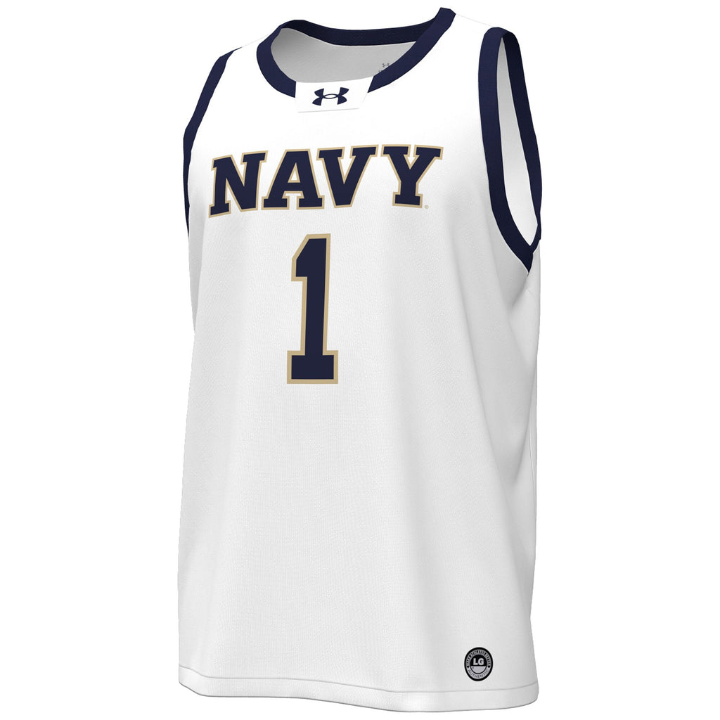 White Navy Midshipmen #1 Replica Basketball Jersey