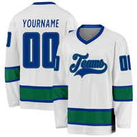 Custom Hockey Jersey - White Royal-Kelly Green